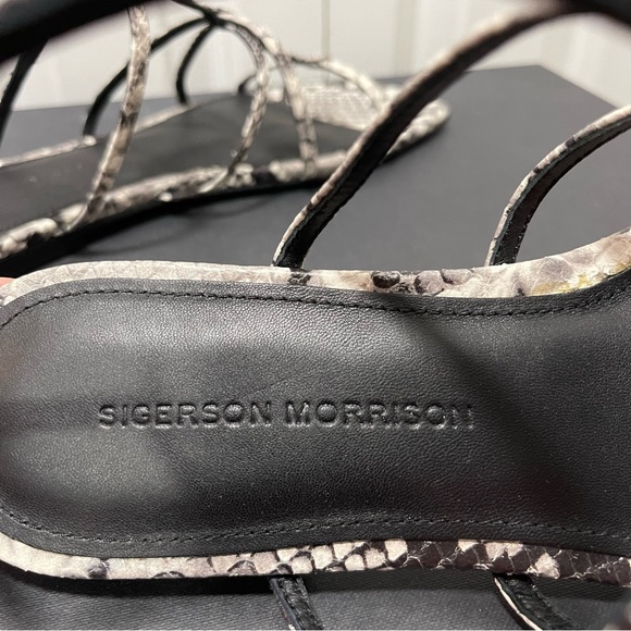 Sigerson Morrison Fedora Snake Embossed Leather Strappy Sandals IT 40/US 9.5-10 - Picture 7 of 10